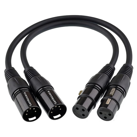DMX Adapter 5 Pin to 3 Pin - 2-Pack 6" XLR Male to Female Lighting Cable for Stage Lights and Controllers