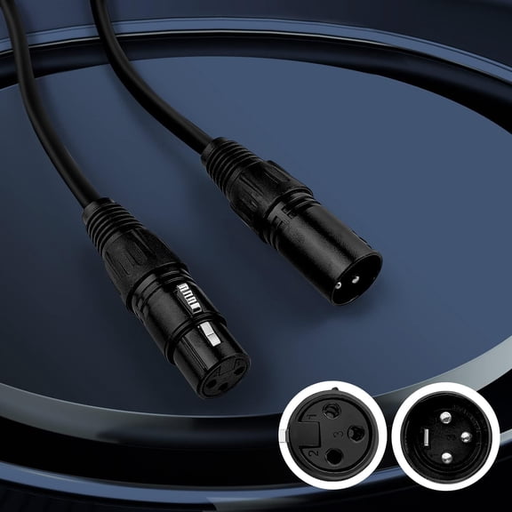 DMX Cable 3.2 ft, 12 Pack Flexible 3 Pin Signal XLR Male to Female DMX Cable Wire, Suitable for Stage Lighting Signal DMX512 Connection Stage Light Cables for Stage Lighting Input & Output