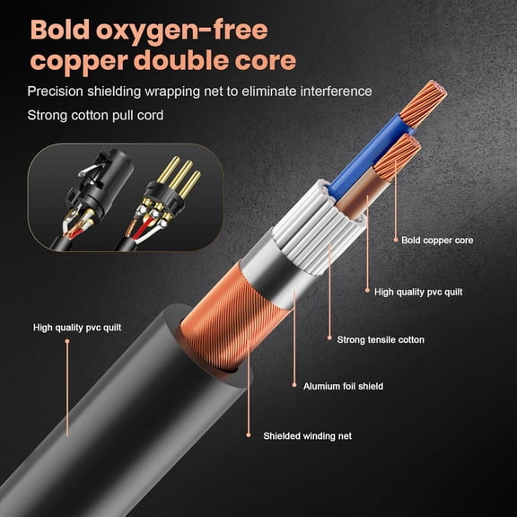 DMX Cable 50ft, Flexible 3 Pin Gold-Plated XLR Male to Female Cable Wire for Stage Lighting Signal XLR Connection Compatible with Stage Light, Par Light, Spotlight Input & Output