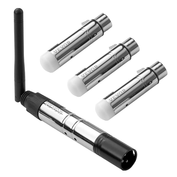 DMX Wireless Receiver 3 Receivers 1 Transmitter 2.4G ISM Band 656 ft Range with Bag Adapter for LED Stage Party DJ Bar Lighting Silver