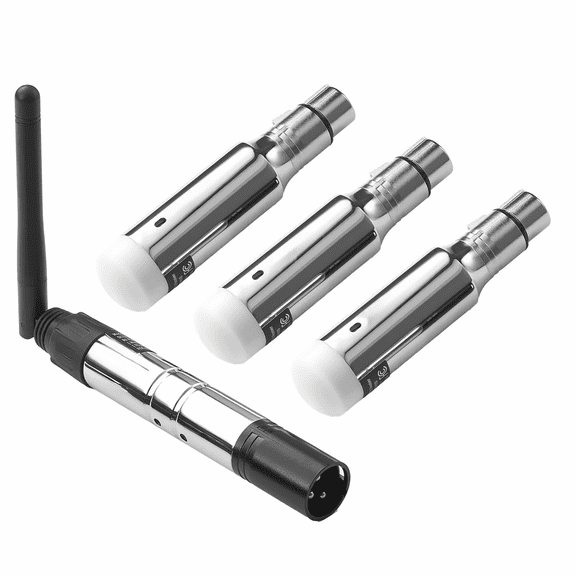 DMX Wireless Receiver Transmitter, 2.4G ISM 656ft Range, 3 Receivers Kit, Rechargeable, Stage Lighting Control for LED DJ Bar Party