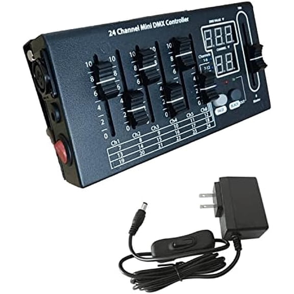DMX console,DMX Light controller,DMX Controller for DJ Lights, 24 channel dmx controller DJ light show, portable stage light controller.,DMX Controller Mini be Use for Party and Bar$$Music