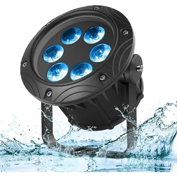 DMX512 RGBW LED Par Lights - IP67 Waterproof, Sound Activated for Clubs & Outdoor Shows (1 Pack)