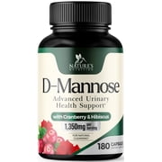 D-Mannose 1000mg Per Serving - Cranberry & Hibiscus - Effective Fast-Acting, Flush The Impurities for Bladder, Urinary Tract Health Support Supplement, for Women and Men, USA Bottled - 180 Capsules