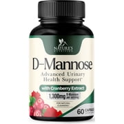Organic D-Mannose 1300 mg - Best Cranberry & D Mannose Supplement for Natural Urinary Tract Health Support Supplement - Fast-Acting DMannose Supplements for Women & Men - Bottled in USA - 60 Capsules