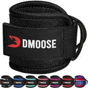 DMoose Ankle Straps for Cable Machines, Resistance Exercises, Tones Glutes and Hamstrings with Steel D-Ring, Black