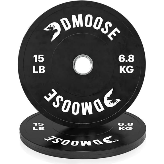 DMoose Bumper Plates - Weight Plate Sets for Weight Lifting, Strength Conditioning Training & Bodybuilding - Stainless Steel 2 Plate 10 LBs / 15 LBs / 25 LBs / 35 LBs / 45 LBs - Available in Pairs