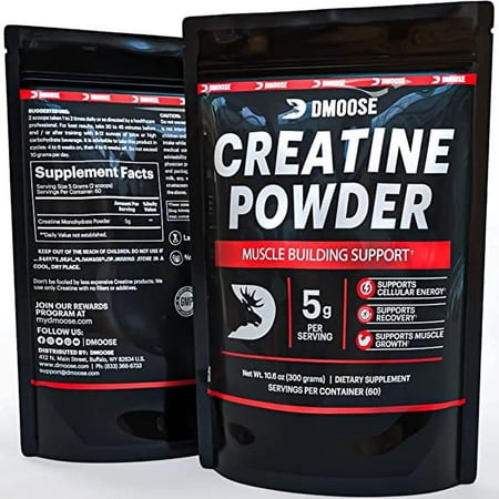 DMoose Creatine Monohydrate Powder - Creatine Powder for Muscle Gain & Recovery Supplement - 300g Per Serv (5g) 2 Scoops - 60 Servings
