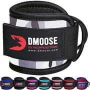 DMoose Fitness Ankle Straps for Cable Machines, Tones Glutes and Hamstrings with Steel D-Ring, Gray Camo