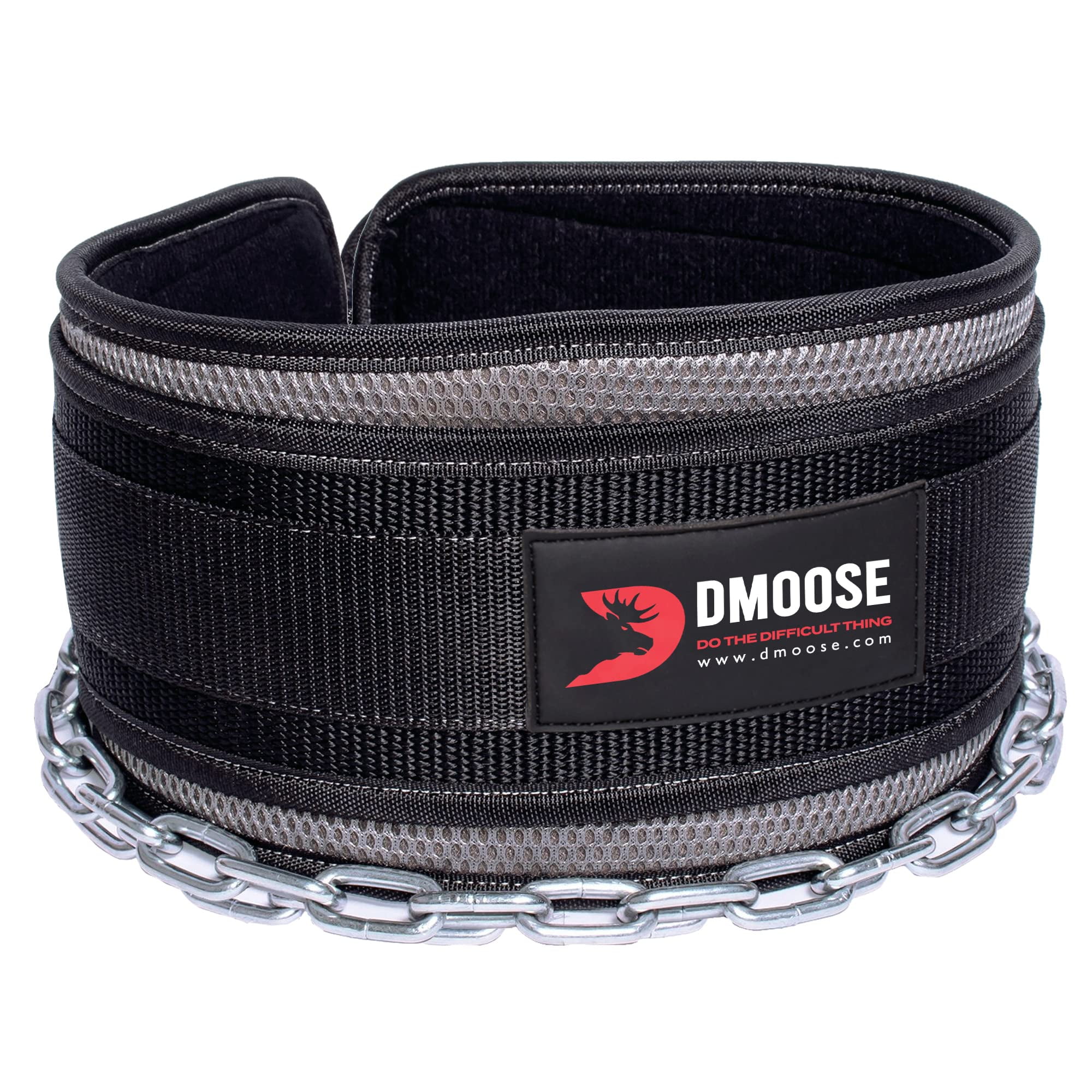 DMoose Fitness Dip Belt with Chain for Weightlifting, Pullups,  Powerlifting, Crossfit, and Bodybuilding Workouts, Long Heavy Duty Steel,  Comfortable