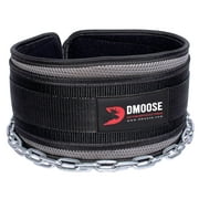 DMoose Fitness Dip Belt with Chain for Weightlifting, Pullups, Powerlifting, Crossfit, and Bodybuilding Workouts, Long Heavy Duty Steel, Comfortable Neoprene Waist Support
