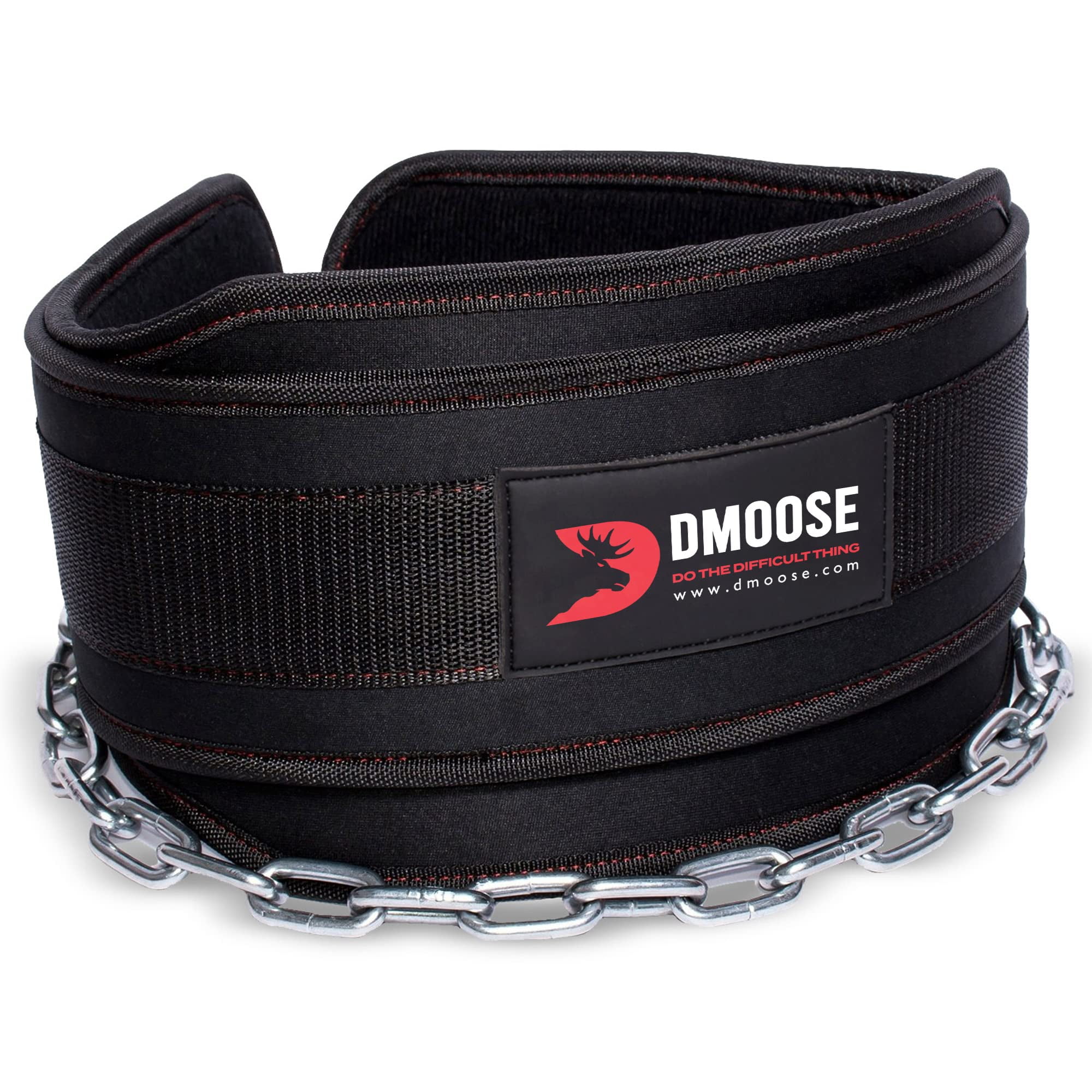 DMoose Fitness Dipping Belt with Chain for Pull-Ups Training Weightlifting Powerlifting and Bodybuilding Workouts 36 Inch Heavy Duty Steel Lifting Chain Comfortable Dip Belt with Neoprene Back Support