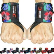 DMoose Fitness Wrist Wraps for Weightlifting, Thumb Loops with Wrist Support, Aloha Black