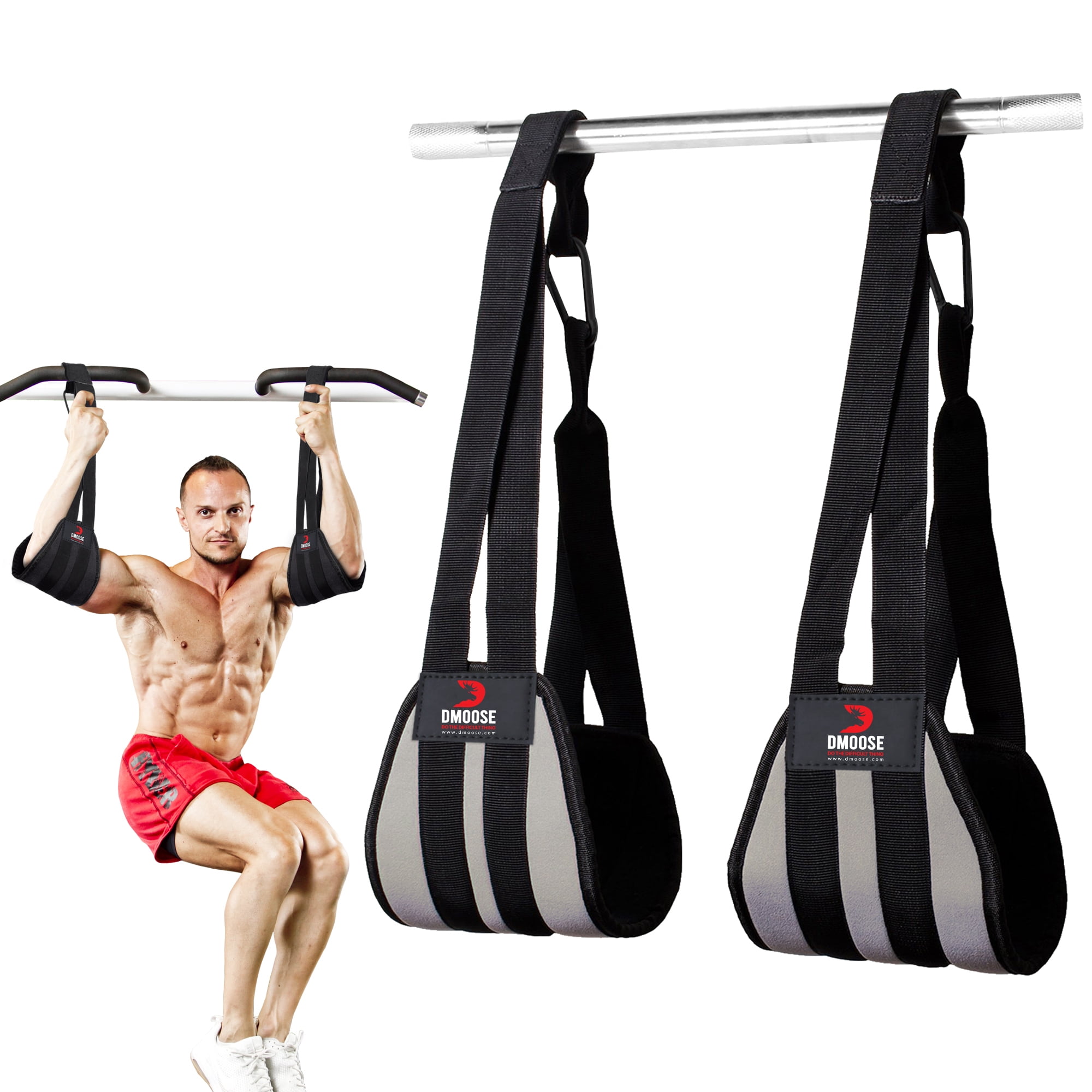 DMoose Fitness Hanging Ab Straps, Core Strength Training, Black