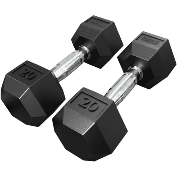 DMoose Hex Dumbbells for Strength Training Exercises, Biceps, Triceps, Chest, Shoulders, Back, Legs - Home Gym for Men and Women - Hexagonal Shape & Solid Cast-Iron Core Pair - 2.5 Lb to 50 Lb