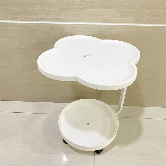 DMplus Furniture,Modern End Table with Wheels, Small Round Nightstand Bedside Table for Living Room, Bedroom, or Small Spaces-Black