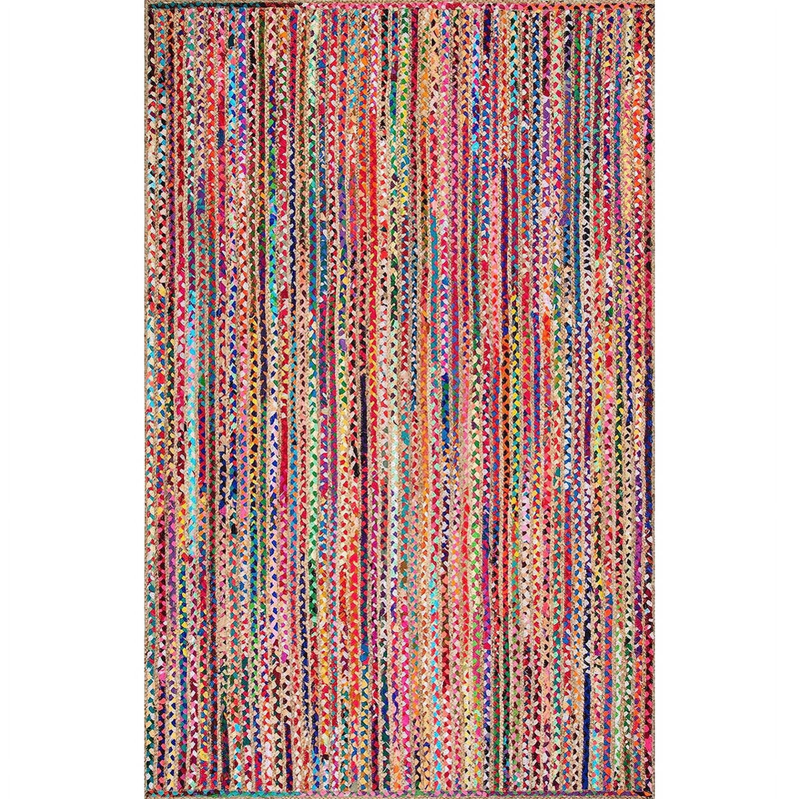 DN HANDICRAFT Natural Cotton Jute Rectangular Striped Design Hand ...
