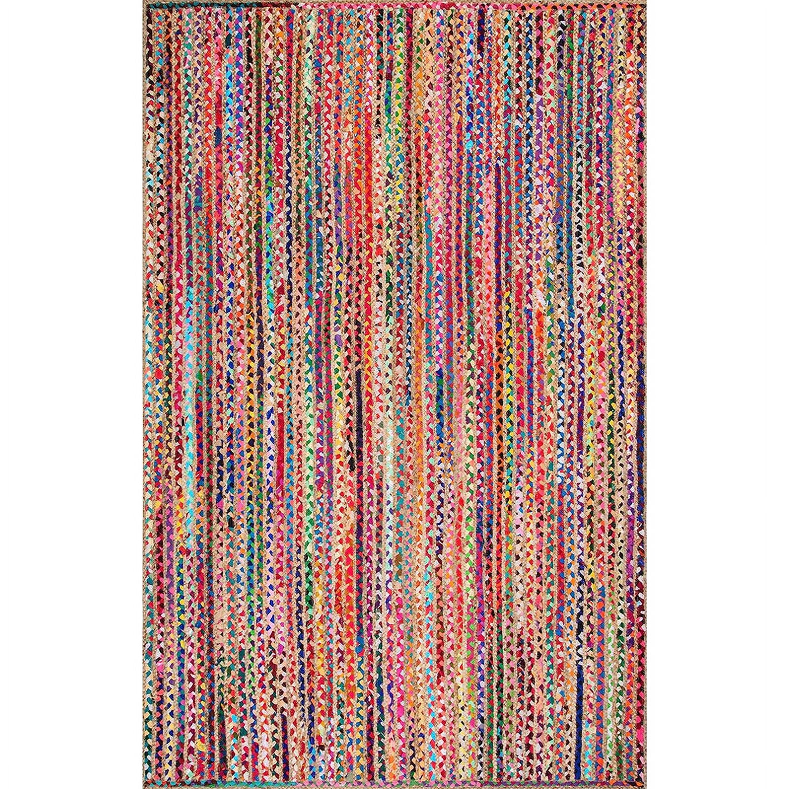 DN HANDICRAFT Natural Cotton Jute Rectangular Striped Design Hand ...