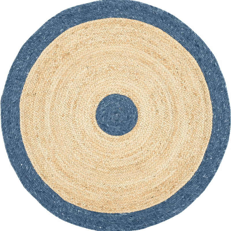 DN HANDICRAFT Natural Jute Hand Braided Round Rustic Rug Jute Round ...