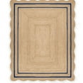 thumbnail image 1 of DN HANDICRAFT Runner Reversible Farmhouse Rug Bohemian Style Scallop Blue, Brown Handmade Reversible Jute Area Rug (2x10 Sq Feet), 1 of 4