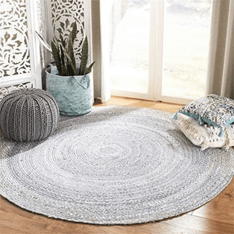 DN HANDICRAFT Sisal Rug Braided Bohemian Colorful Round Floor Cotton ...