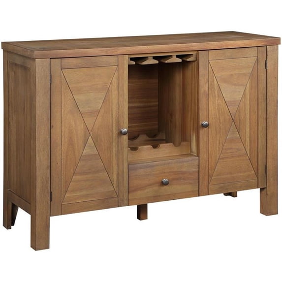 DN01133 - Server, Gray Fabric, Rustic Brown & Oak Finish - Pascaline