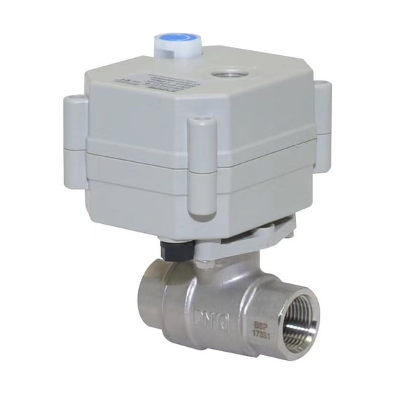 DN10 3/8" Two wires control Normally Open Electric Ball Valve,AC110-230V Stainless steels Motorized Ball Valve，With indication and manual