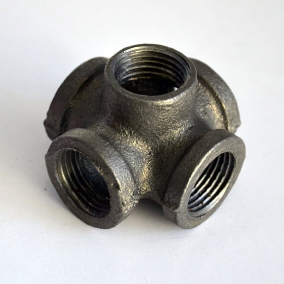 DN15 DN20 DN25 5 Way Pipe Fitting Malleable Iron Black Outlet Cross Female Tube Connector iron cast Hardware pipe fittings