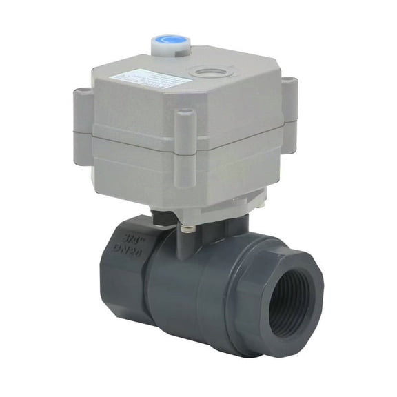 DN20 3/4" Motorized Ball Valve,DC24V 2 Way PVC Electric Ball Valve With indication and manual,CR201