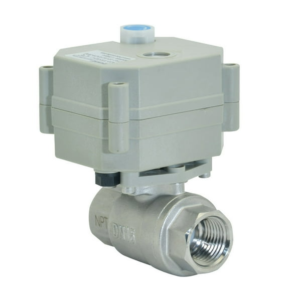 DN20 3/4" Two wires control Normally Open Electric Ball Valve,AC110-230V Stainless steels Motorized Ball Valve,With indication and manual