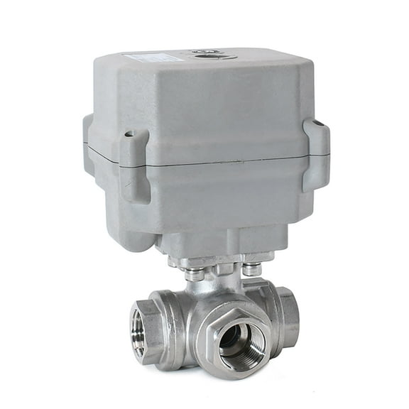 DN20 3/4" Two wires control Three-way Electric Ball Valve,DC24V Stainless steels With indication and manual