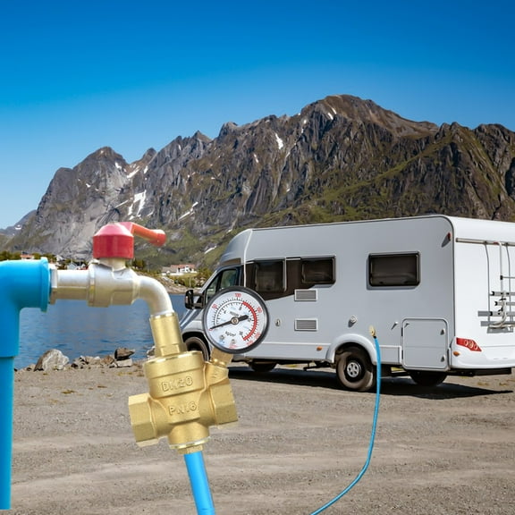 DN20 Brass Water Pressure Reducing Valves with Gauge | 3/4" Adjustable Pressure Regulator | 1.6Mpa Max Pressure | For Water Purifiers, Solar Heaters & Faucets