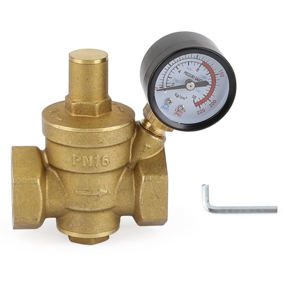 DN25 1" Brass Adjustable Water Pressure Reducing Regulator Valves With Gauge