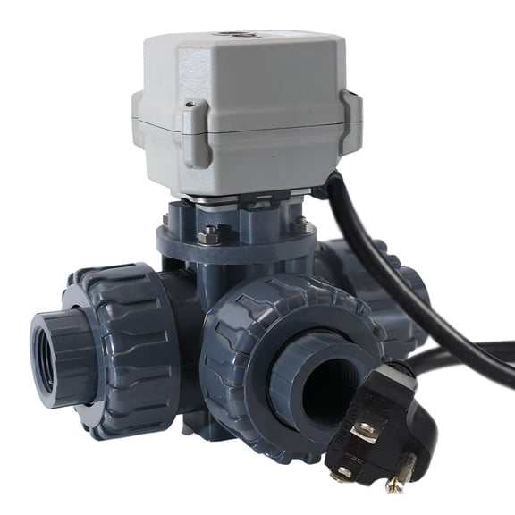 DN25 110VAC-230VAC Motorized Ball Valve,1" PVC 3 way Electric Ball Valve ,With U.S. Plug