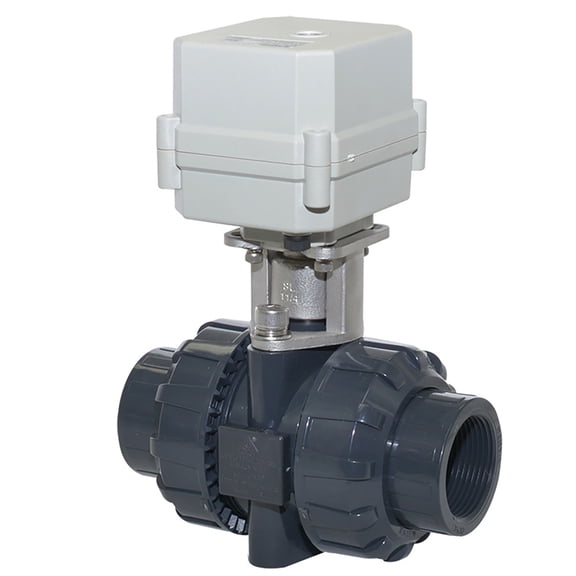 DN32 1 1/4" Two wires control Normally Closed Electric Ball Valve,AC/DC9-24V PVC Motorized Ball Valve,With indication