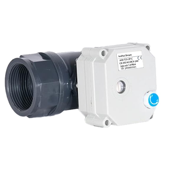 DN32 1 1/4" Two wires control Normally Open Electric Ball Valve,AC/DC9-24V PVC Motorized Ball Valve，With indication and manual