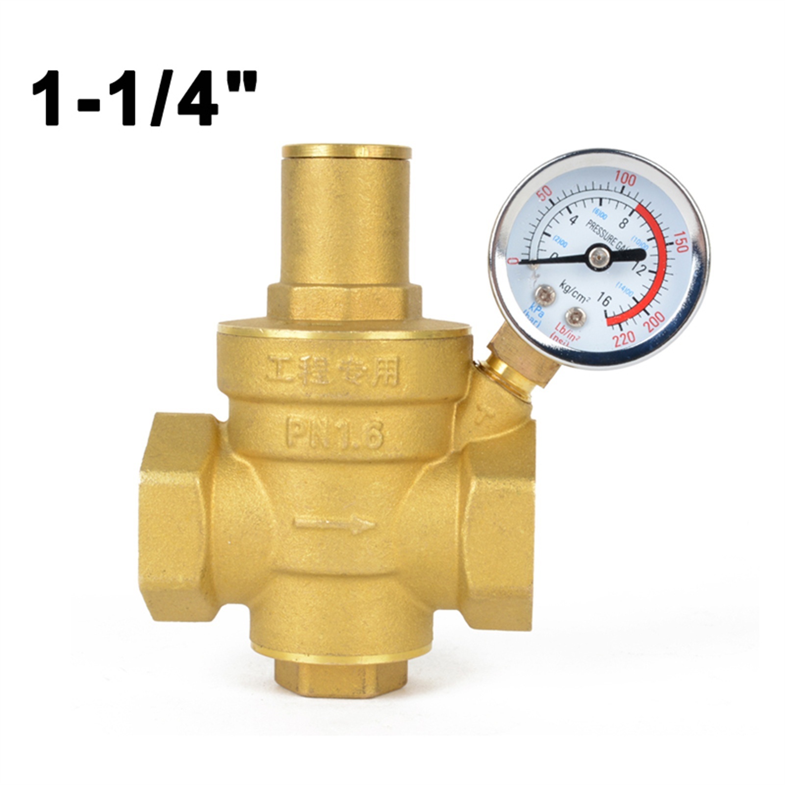 DN32 Water Reducing Valve,1/4" Female Thread Brass Pressure Gauge Regulator Valves With Gauge