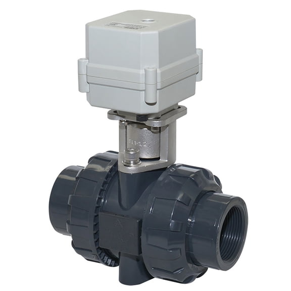 DN40 1 1/2" Five wires control Normally Open Electric Ball Valve,AC/DC9-24V PVC Motorized Ball Valve，With indication