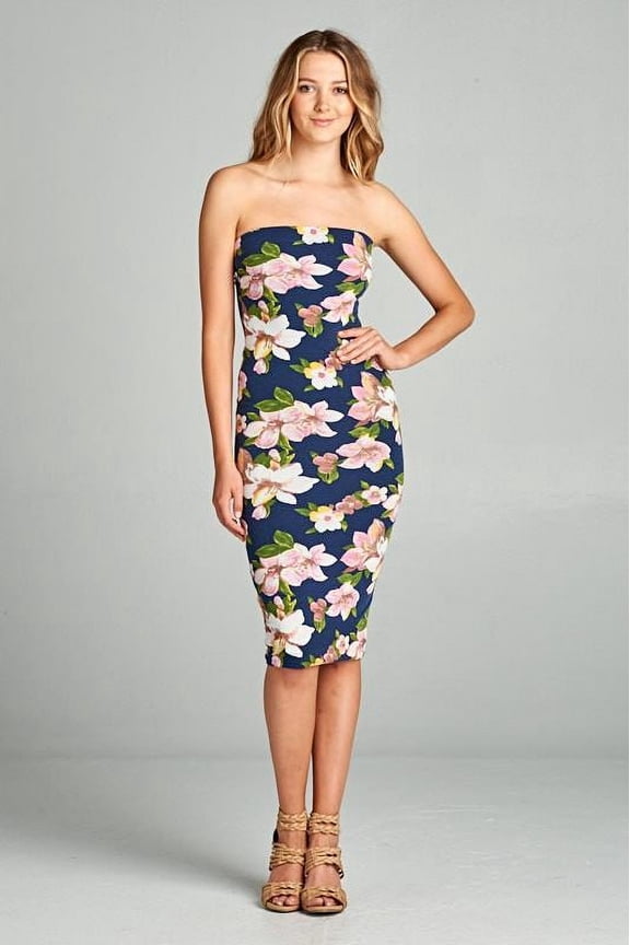 DNA Couture Womens Basic Strapless Bodycon Mini Tube Dress