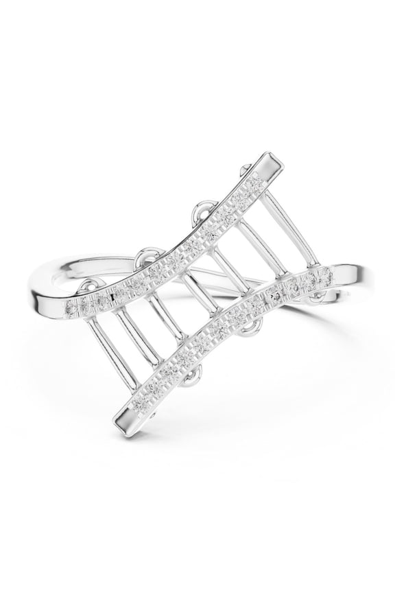 DNA Design Ring, Unique Bypass Diamond Engagement Wedding Ring, Pave Set Diamond Anniversary Ring, Statement Diamond Ring, 925 Sterling Silver, 1.5 Ct Simulated Diamond