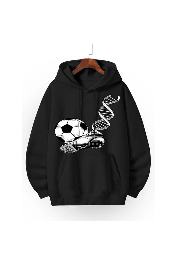 "DNA & Football" Print Hoodie - Unisex 300g Warm & Cozy Sweatshirt