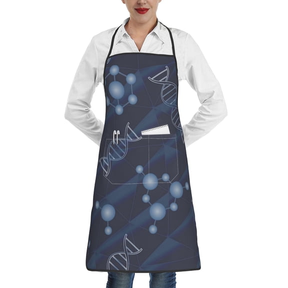 DNA Geometric Science Apron with Pocket Cooking Waterproof Bib Aprons for Kitchen Baking Chef Gardening BBQ