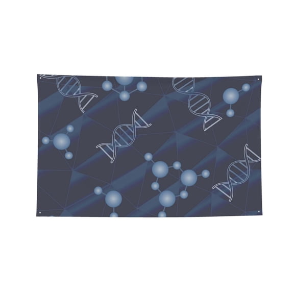 DNA Geometric Science Four Hole Decorated Banner Flag for Garden Yard Home Decoration Indoor Outdoor 3x5 Ft