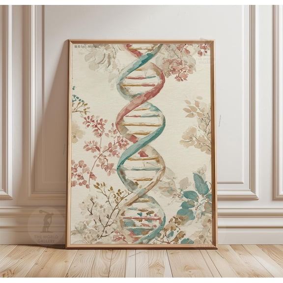 DNA Helix Botanical Science Wall Art Print, Unframed Paper Poster 8x10in