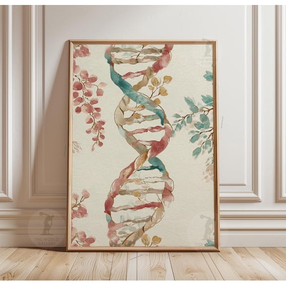 DNA Helix Poster Botanical Science Biology Art Nature Inspired Decor, Unframed Poster