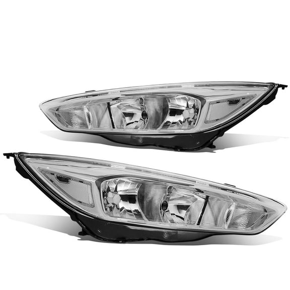 DNA MOTORING For 15-18 Ford Focus OE Style Chrome Clear Corner Headlight Lamps Pair
