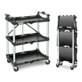 thumbnail image 1 of DNA MOTORING TOOLS-00430 3 Tier Folding Rolling Service CartCollapsible Utility Cart for Warehouse Workshops Restaurants, 1 of 7