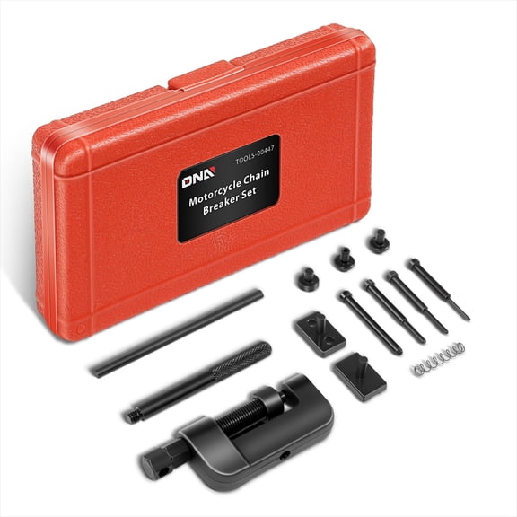 DNA MOTORING TOOLS-00447 Motor Chain Disconnect Tool with C Frame 3 Anvils 3 Break Pins, Suitable for Dirtbike ATV Bicycle Motorcycle Most Sizes of Drive or Cam Chain From #35 To #630, Red