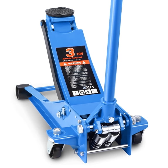 DNA MOTORING TOOLS-00475 Low Profile Hydraulic Trolley Service/Floor Jack, 3 Ton (6000 lbs) Capacity, Lifting Range 3"-20", Blue