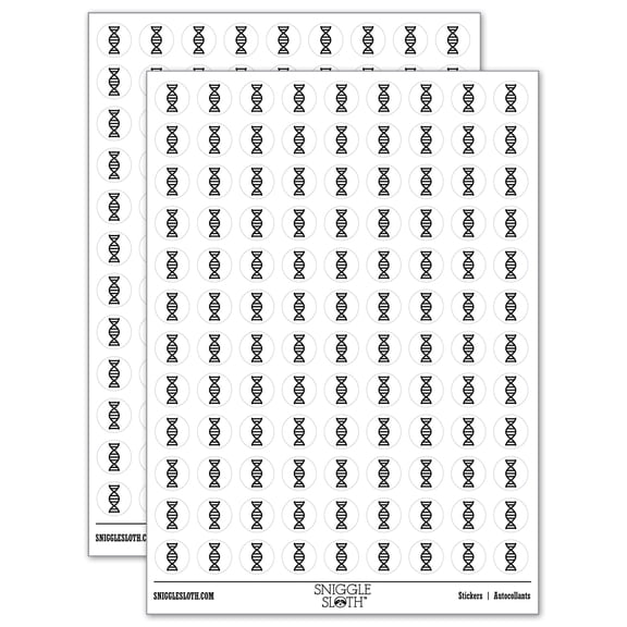 DNA Molecule Double Helix Science Symbol 200+ Round Stickers - White - Gloss Finish - 0.50" Size